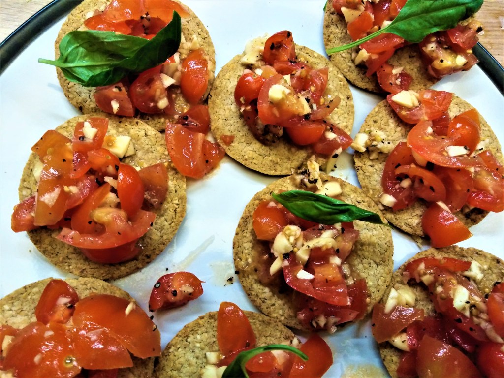 Plate of bruschettas.